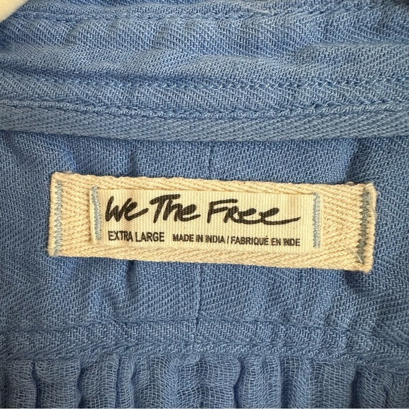 We The Free size XL Heat Waves Gauzy Button Up Shirt Purple Short Sleeves - Picture 4 of 5